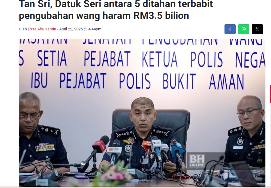 Artikel Pilihan Tan Sri Datuk Seri Antara 5 Ditahan Terbabit Pengubahan Wang Haram Rm3 5 Bilion