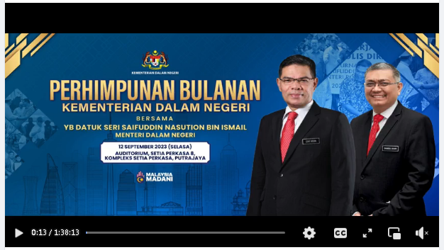 [LANGSUNG] Perhimpunan Bulanan Kementerian Dalam Negeri bersama YB Datuk Seri Saifuddin Nasution bin Ismail, Menteri Dalam Negeri