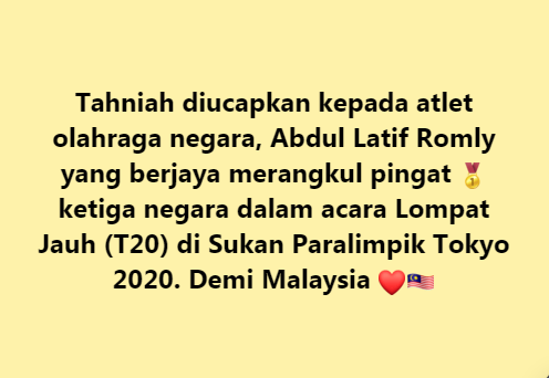 Tahniah Diucapkan Kepada Atlet Olahraga Negara Abdul Latif Romly