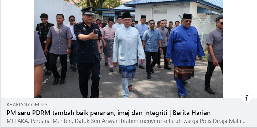Artikel Pilihan Pm Seru Pdrm Tambah Baik Peranan Imej Dan Integriti