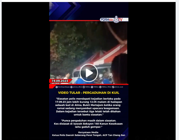 Video Tular Pergaduhan Di Kuil