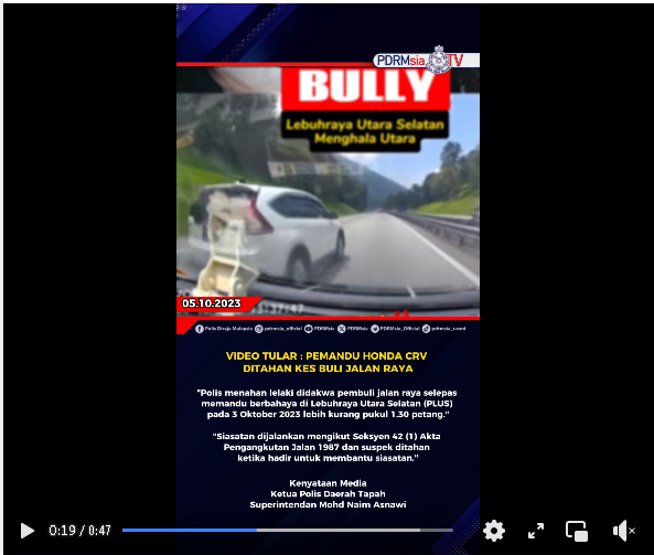 Video Tular Pemandu Honda Crv Ditahan Kes Buli Jalan Raya