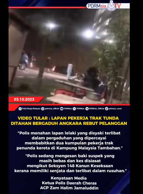 Video Tular Lapan Pekerja Trak Tunda Ditahan Bergaduh Angkara Rebut Pelanggan