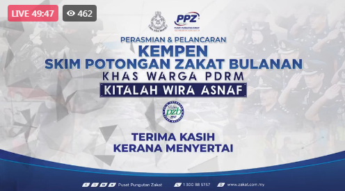 Live Pelancaran Kempen Skim Potongan Zakat Bulanan Khas Warga Pdrm