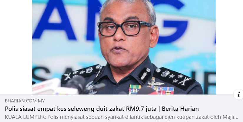 Artikel Pilihan Polis Siasat Empat Kes Seleweng Duit Zakat Rm9 7 Juta