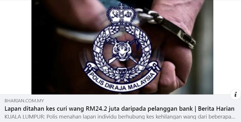 Update Artikel Pilihan Lapan Ditahan Kes Curi Wang Rm24 2 Juta Daripada Pelanggan Bank