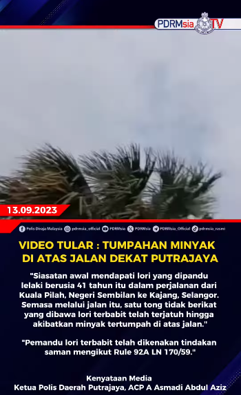Video Tular Tumpahan Minyak Di Atas Jalan Dekat Putrajaya