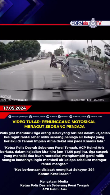 Video Tular Penunggang Motosikal Meragut Seorang Penjaja