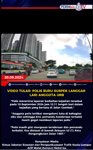 Video Tular Polis Buru Suspek Langgar Lari Anggota Urb