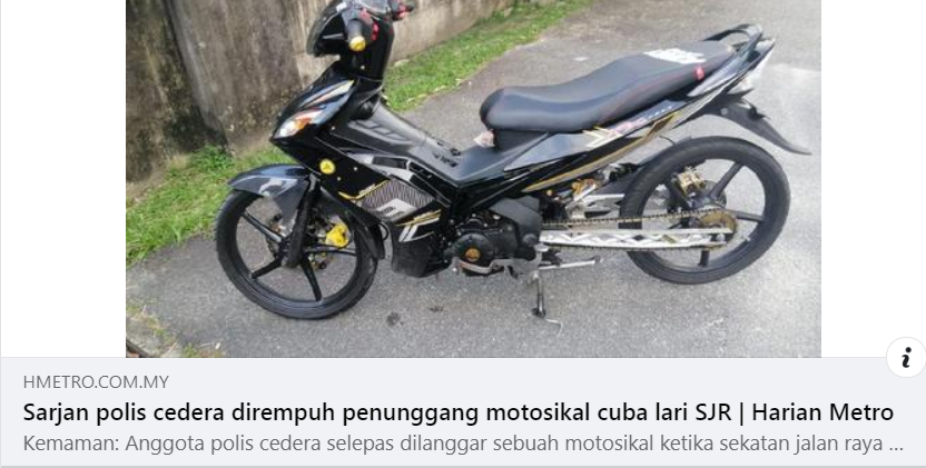 Artikel Pilihan Sarjan Dirempuh Penunggang Motosikal Cuba Lari Sjr