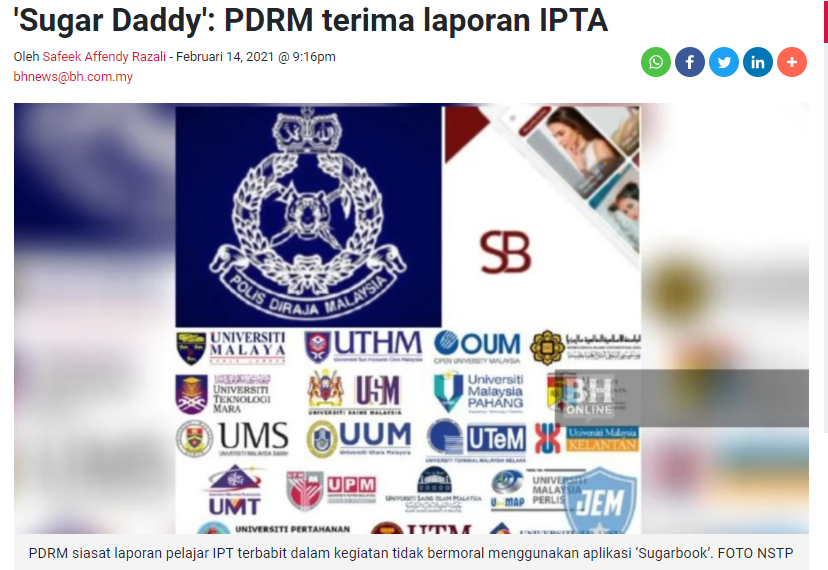 Artikel Pilihan Sugar Daddy Pdrm Terima Laporan Ipta