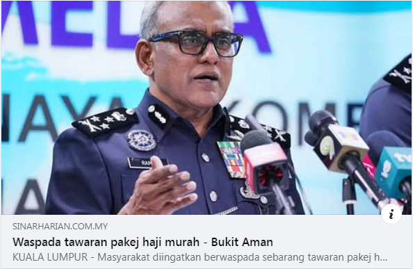 Besmartstayalert Letsfightscammertogether Artikel Pilihan Waspada Tawaran Pakej Haji Murah Pengarah Jsjk