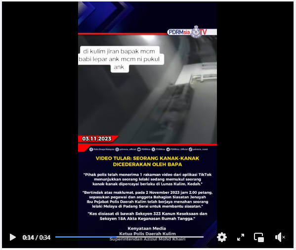 Video Tular Seorang Kanak Kanak Dicederakan Oleh Bapa