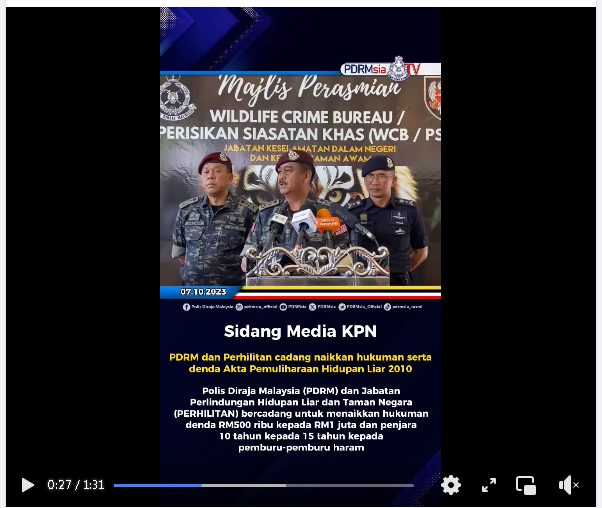 Video Pilihan Pdrm Dan Perhilitan Cadang Naikkan Hukuman Serta Denda Akta Pemuliharaan Hidupan Liar 2010