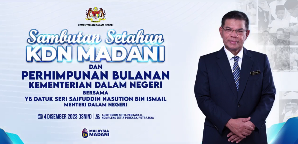 [LANGSUNG] Sambutan Setahun KDN MADANI dan Perhimpunan Bulan Kementerian Dalam Negeri bersama YB Datuk Seri Saifuddin Nasution bin Ismail, Menteri Dalam Negeri