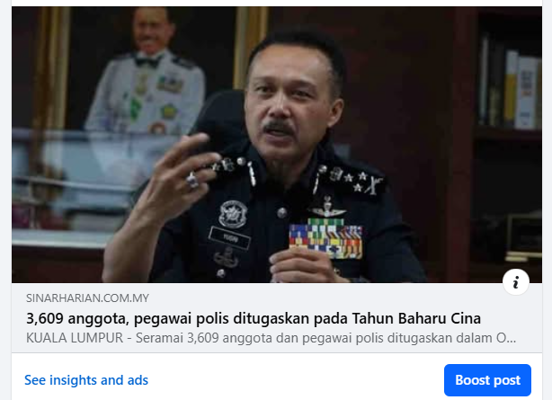 Artikel Pilihan 3 609 Anggota Pegawai Polis Ditugaskan Pada Tahun Baharu Cina