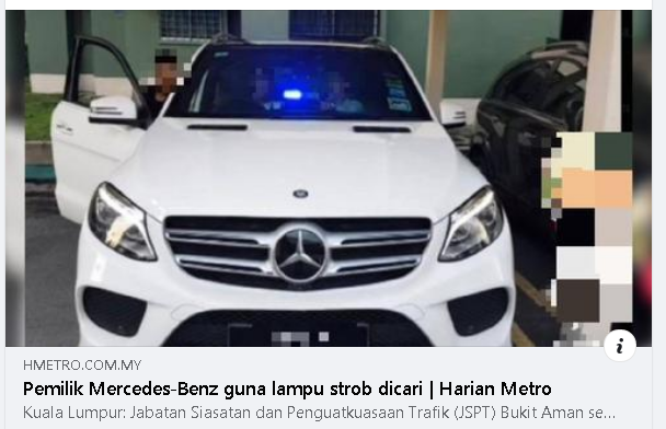 Artikel Pilihan Video Tular Pemilik Mercedes Benz Guna Lampu Strob Dicari