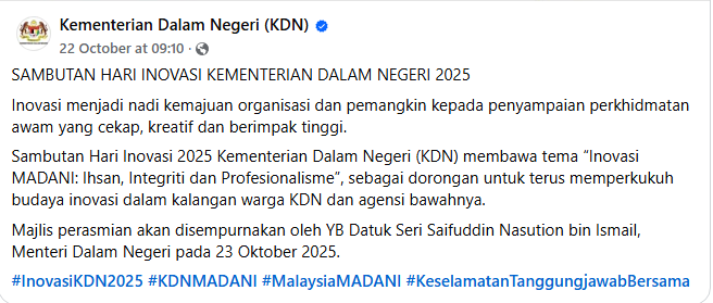 Hebahan Sambutan Hari Inovasi Kdn Tahun 2025