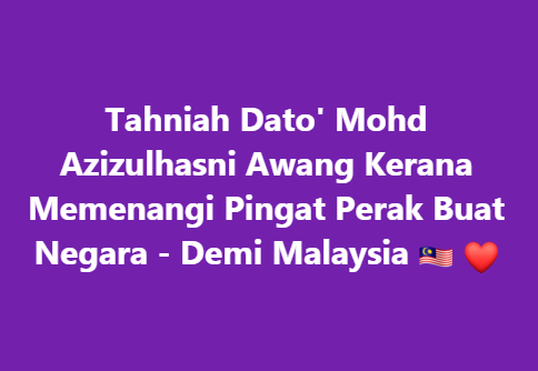 Tahniah Dato Mohd Azizulhasni Awang Kerana Memenangi Pingat Perak Buat Negara