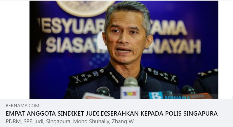 Artikel Pilihan Empat Anggota Sindiket Judi Diserahkan Kepada Polis Singapura Pengarah Jsj