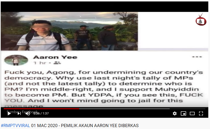 Terkini Imej Tular Hina Agong Pemilik Akaun Aaron Yee Diberkas