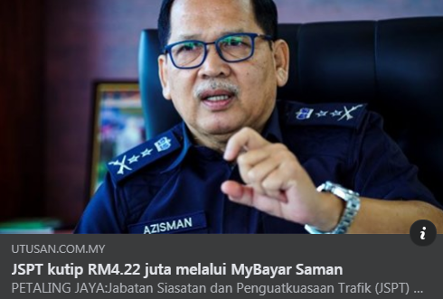 Artikel Pilihan Jspt Kutip Rm4 22 Juta Melalui Mybayar Saman