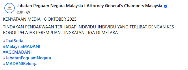 Kenyataan Media Jabatan Peguam Negara