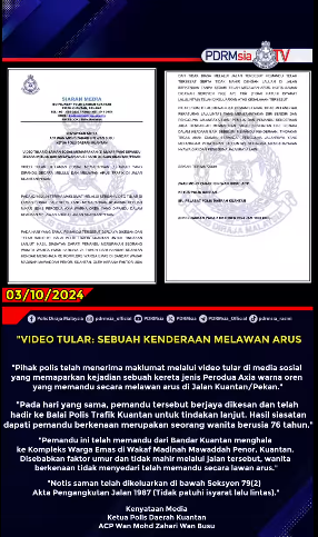 Video Tular Sebuah Kenderaan Melawan Arus