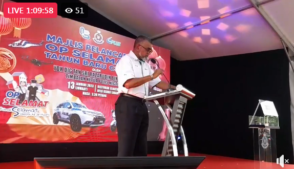 Live Majlis Pelancaran Op Selamat 19 Sempena Tahun Baharu Cina 2023 Oleh Timbalan Kpn