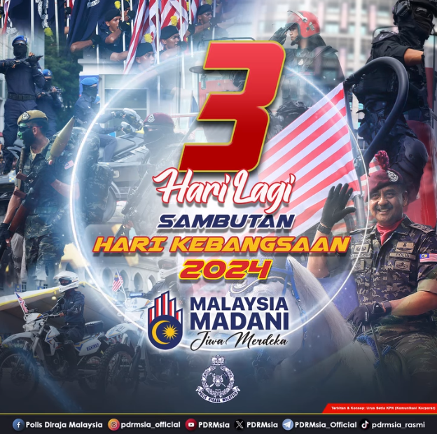 Countdown Sambutan Hari Kebangsaan 2024 3 Hari Lagi