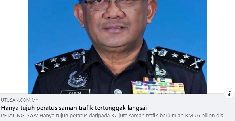 Artikel Pilihan Hanya Tujuh Peratus Saman Trafik Tertunggak Langsai