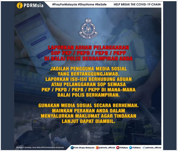 Pkp Pkpd Pkpb Pkpp Covid 19 Hebahan Laporkan Aduan Pelanggaran Sop Pkp Pkpd Pkpb Pkpp Di Balai Polis Berhampiran Anda