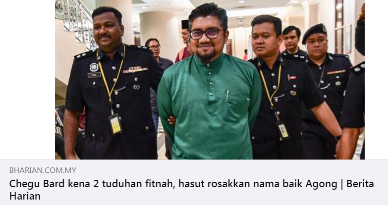 Artikel Pilihan Update Chegu Bard Kena Dua Tuduhan Fitnah Hasut Rosakkan Nama Baik Agong
