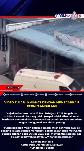 Video Tular Khianat Dengan Memecahkan Cermin Ambulans
