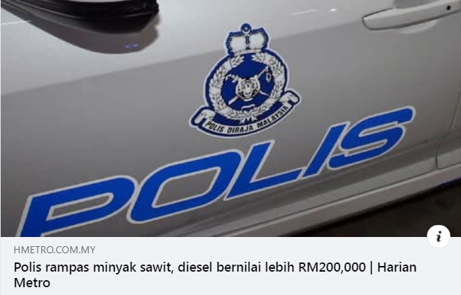 Artikel Pilihan Polis Rampas Minyak Sawit Diesel Bernilai Lebih Rm200 000