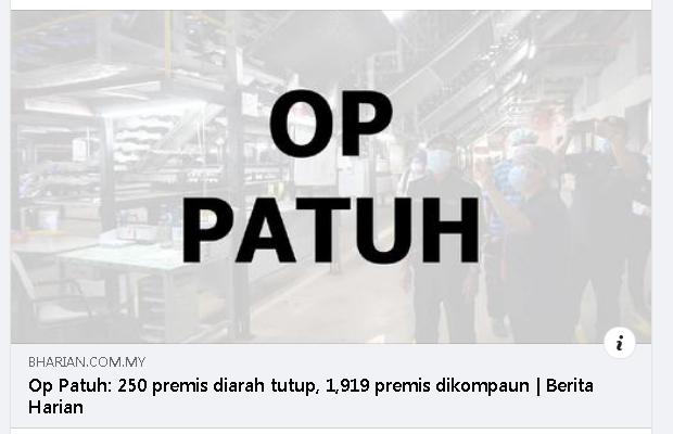 Pkp Covid 19 Oppatuh Amaldanpatuh Artikel Pilihan Op Patuh 250 Premis Diarah Tutup 1 919 Premis Dikompaun