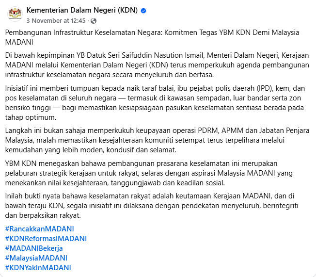 Posting Pilihan Pembangunan Infrastruktur Keselamatan Negara
