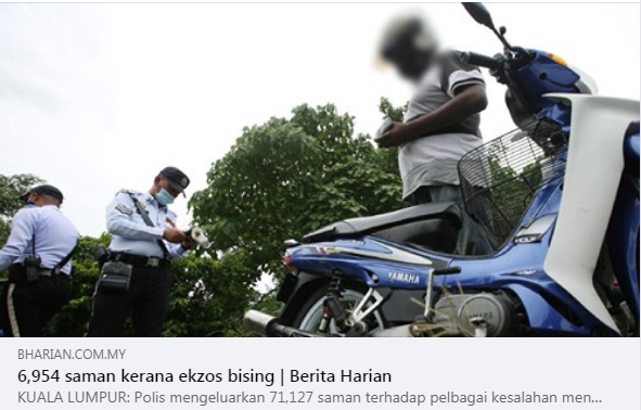 Artikel Pilihan Polis Keluarkan 6 954 Saman Atas Kesalahan Ekzos Bising