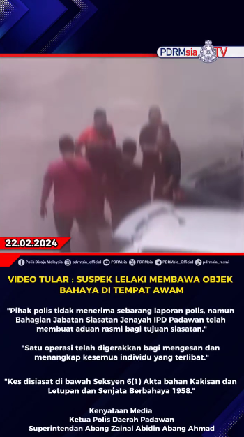 Video Tular Suspek Lelaki Membawa Objek Bahaya Di Tempat Awam