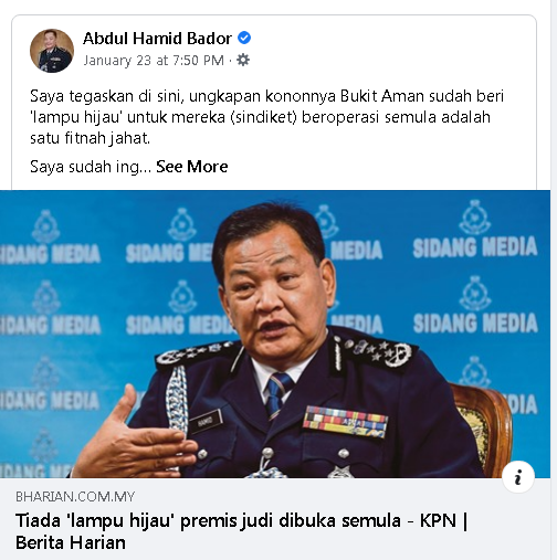 Posting Pilihan Amaran Tiada Lampu Hijau Premis Judi Dibuka Semula Kpn