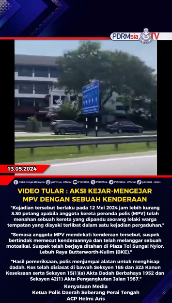 Video Tular Aksi Kejar Mengejar Mpv Dengan Sebuah Kenderaan