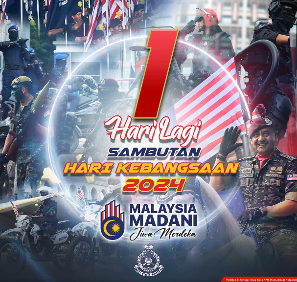 Countdown Sambutan Hari Kebangsaan 2024 1 Hari Lagi